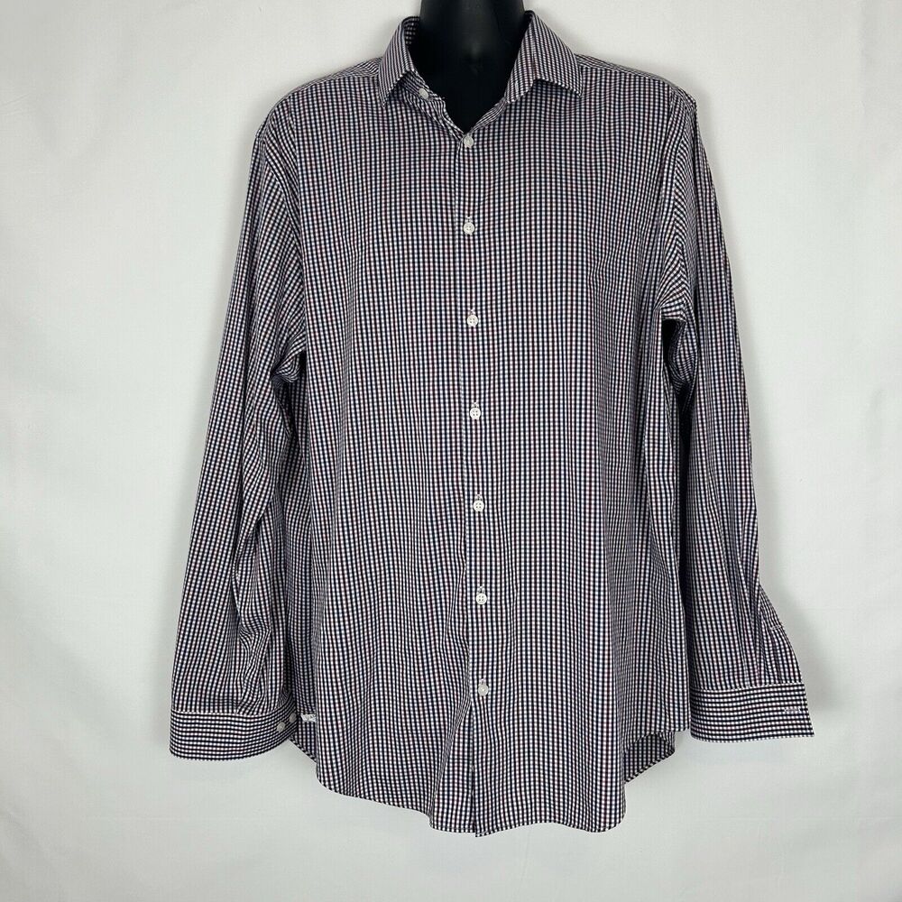 Michael Kors Shirt Men's 18 36/37 Slim Tall Travel Stretch Long Sleeved‎